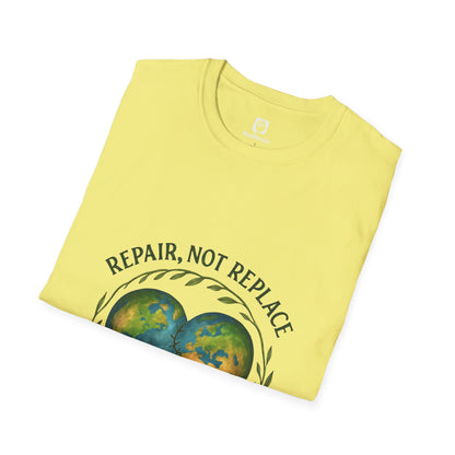 Eco-Friendly 'Repair, Not Replace' Heart Earth T-Shirt