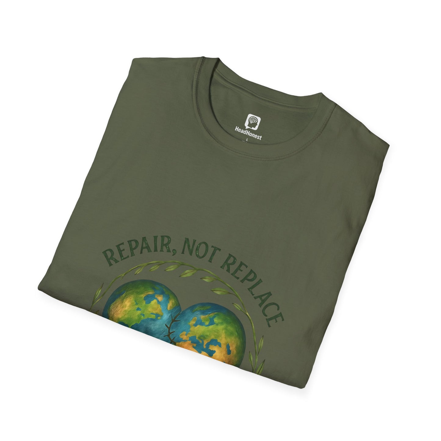 Eco-Friendly 'Repair, Not Replace' Heart Earth T-Shirt
