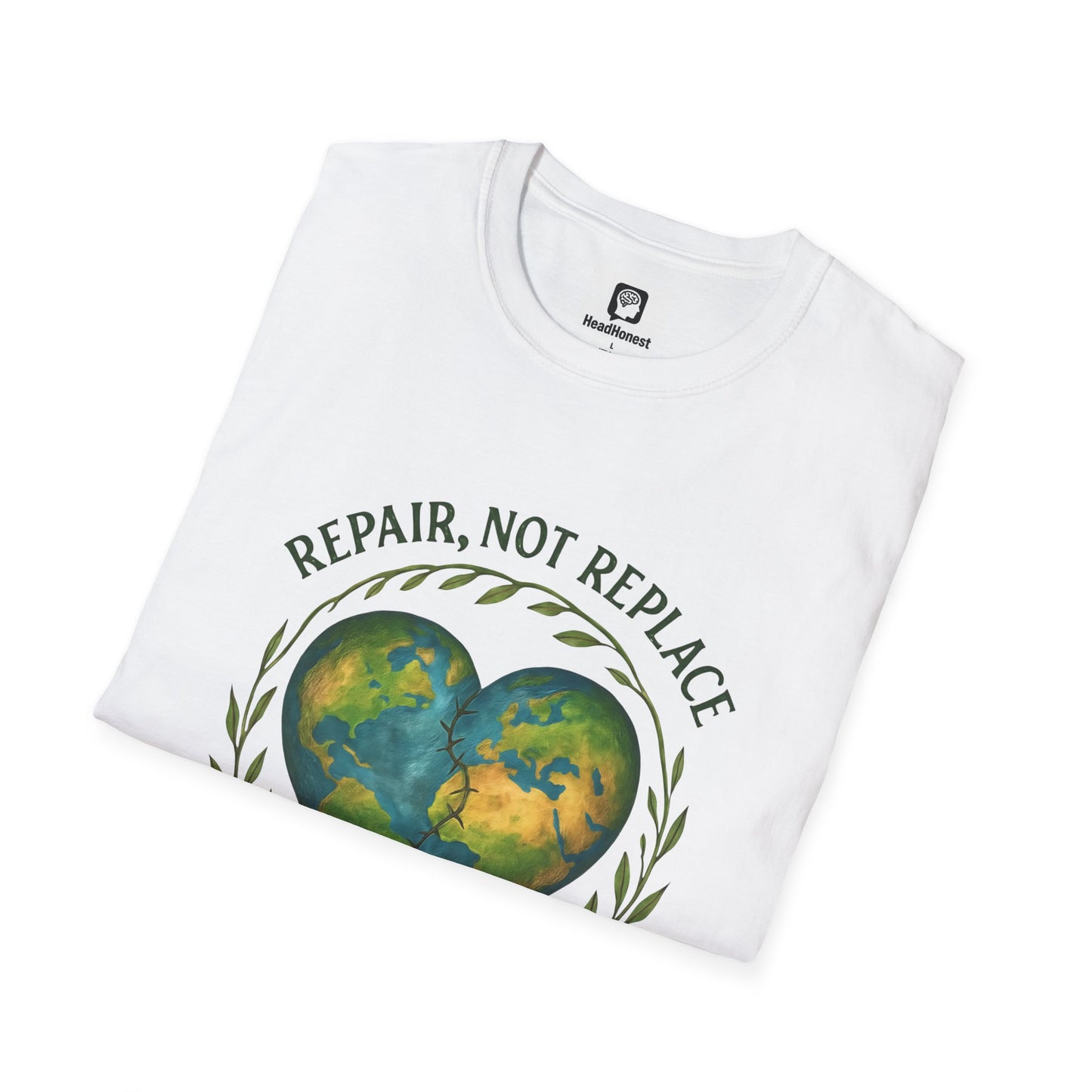 Eco-Friendly 'Repair, Not Replace' Heart Earth T-Shirt