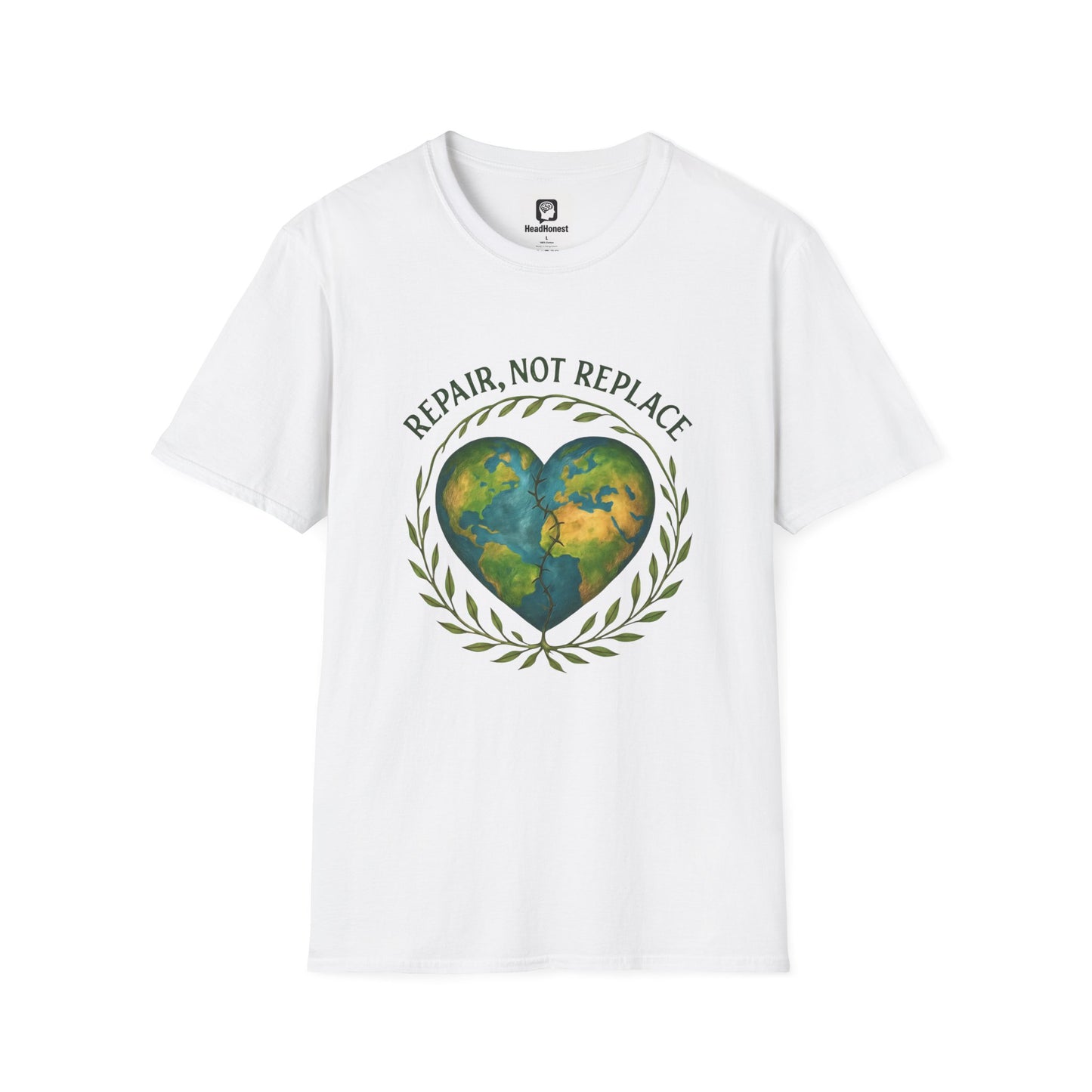 Eco-Friendly 'Repair, Not Replace' Heart Earth T-Shirt