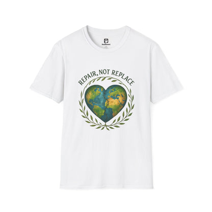 Eco-Friendly 'Repair, Not Replace' Heart Earth T-Shirt