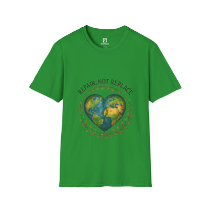 Eco-Friendly 'Repair, Not Replace' Heart Earth T-Shirt