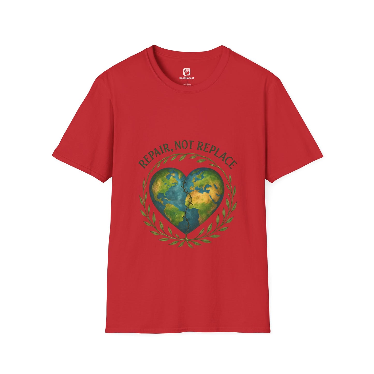 Eco-Friendly 'Repair, Not Replace' Heart Earth T-Shirt