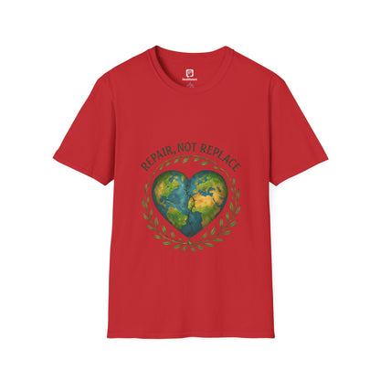 Eco-Friendly 'Repair, Not Replace' Heart Earth T-Shirt