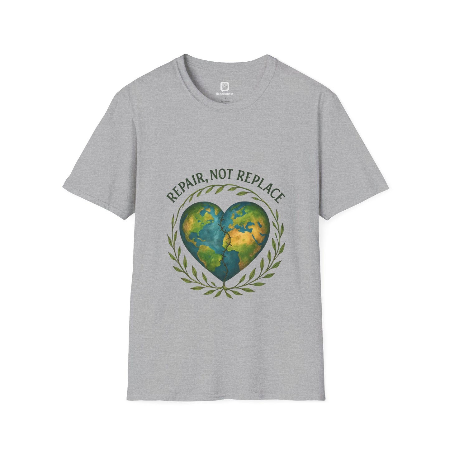 Eco-Friendly 'Repair, Not Replace' Heart Earth T-Shirt