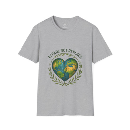 Eco-Friendly 'Repair, Not Replace' Heart Earth T-Shirt