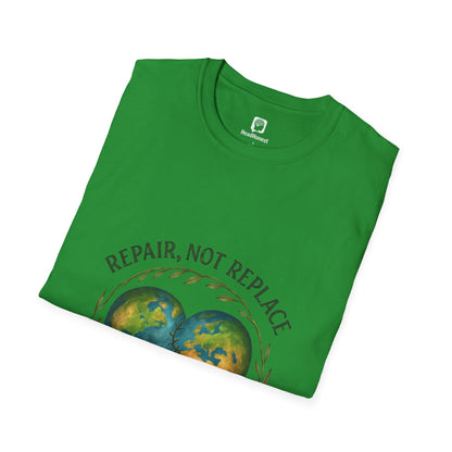 Eco-Friendly 'Repair, Not Replace' Heart Earth T-Shirt