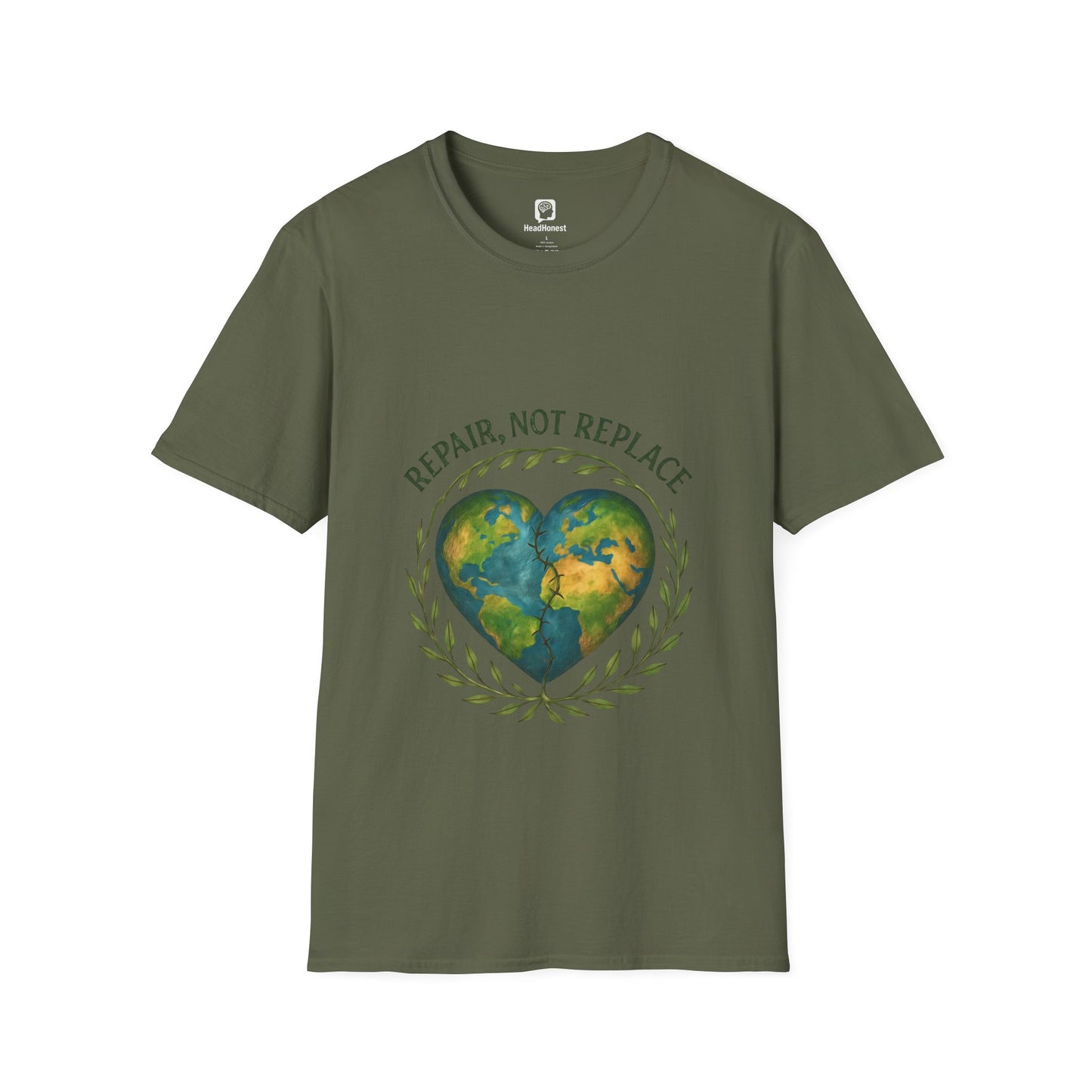 Eco-Friendly 'Repair, Not Replace' Heart Earth T-Shirt