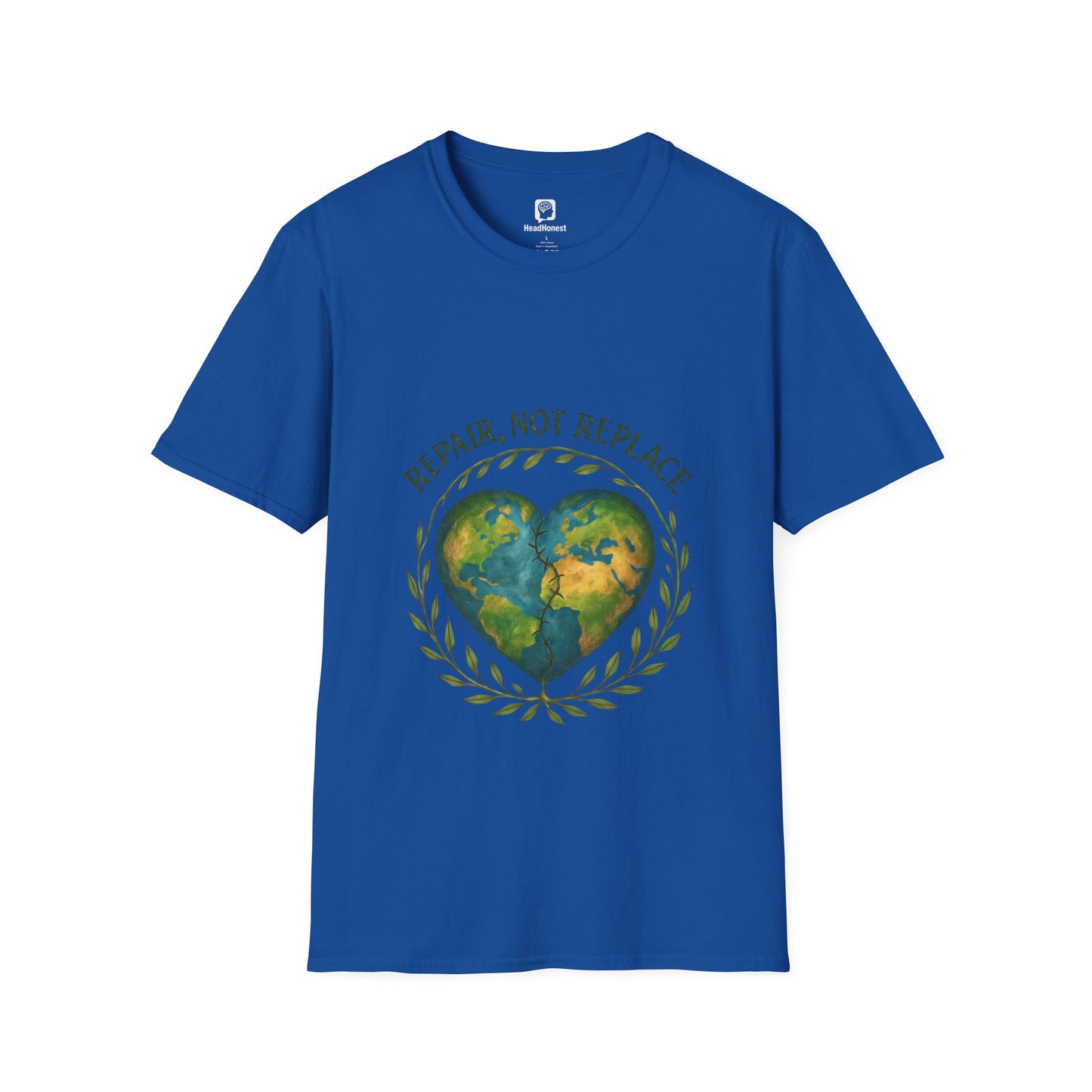 Eco-Friendly 'Repair, Not Replace' Heart Earth T-Shirt