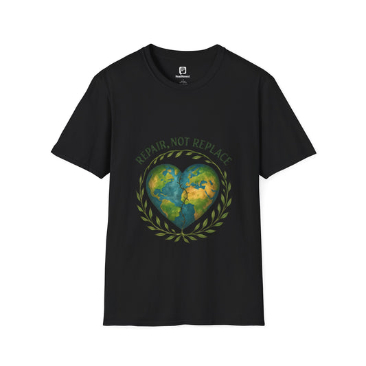 Eco-Friendly 'Repair, Not Replace' Heart Earth T-Shirt