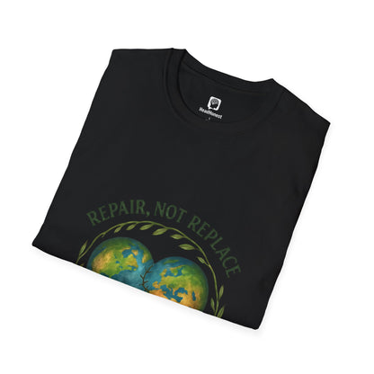 Eco-Friendly 'Repair, Not Replace' Heart Earth T-Shirt