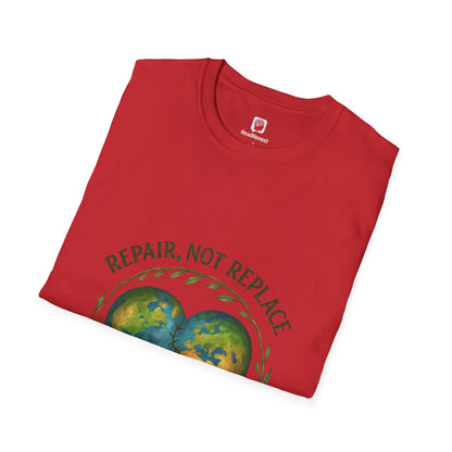 Eco-Friendly 'Repair, Not Replace' Heart Earth T-Shirt