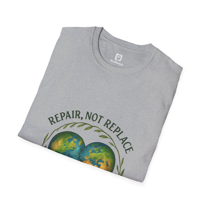 Eco-Friendly 'Repair, Not Replace' Heart Earth T-Shirt