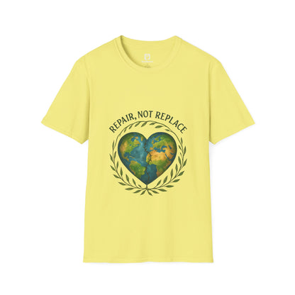 Eco-Friendly 'Repair, Not Replace' Heart Earth T-Shirt